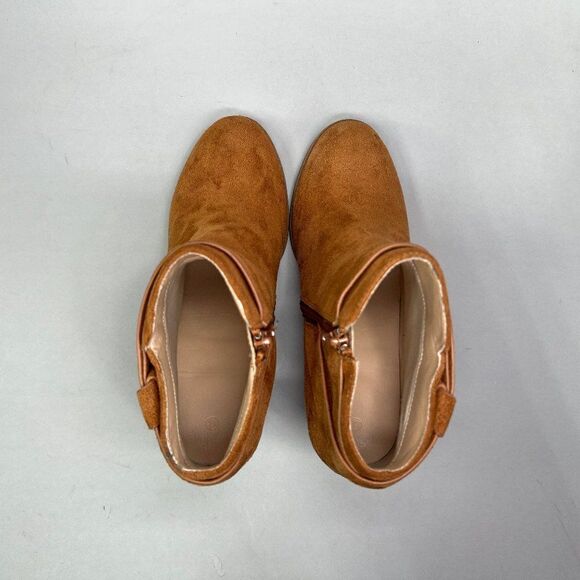 ZBY Ankle Boots Women's Size 8.5 Rust Brown Suede Heeled Ankle Booties - Picture 7 of 9